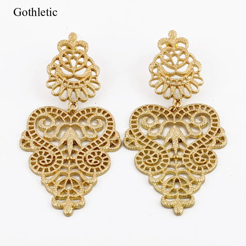 Gothletic Fashion Gold-color Filigree Metal Lace Pattern Bohemian Statement Drop Earrings Women Boho Jewelry
Gothletic Fashion Gold-color Filigree Metal Lace Pattern Bohemian Statement Drop Earrings Women Boho Jewelry