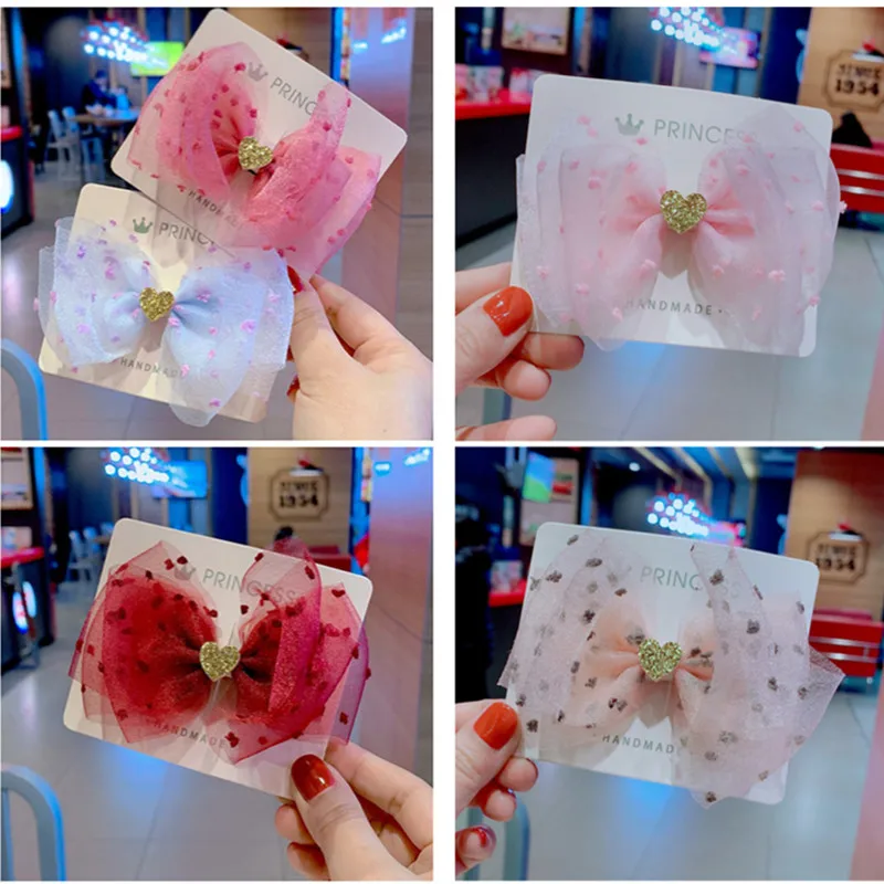 10pcs/lot New Glitter Heart Yarn Mesh Bow Hairpin Children Hair Clip Hair Accessories Sweet Princess Fashion Headdress
10pcs/lot New Glitter Heart Yarn Mesh Bow Hairpin Children Hair Clip Hair Accessories Sweet Princess Fashion Headdress