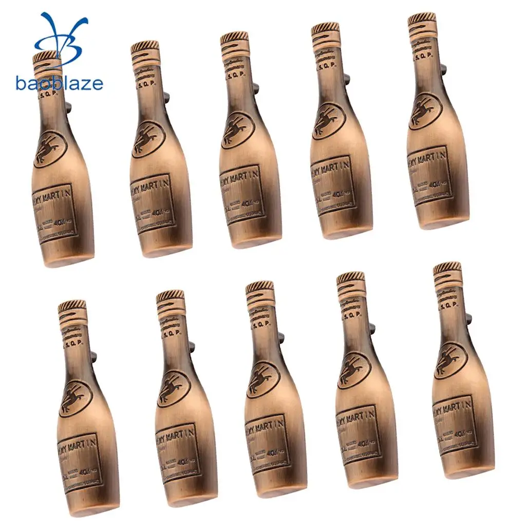 10Pieces Wine Bottle Shaped Home Kitchen Cupboard Cabinet Door Drawer Bin Pull Handle Grip Knob Red bronze