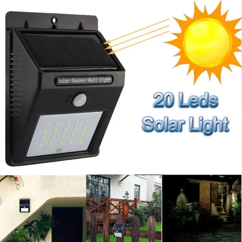 

20 LED Solar Power Light Optically controlled Sensor Wall Light Garden Step Stair Deck Lights Balcony Fence Lamp