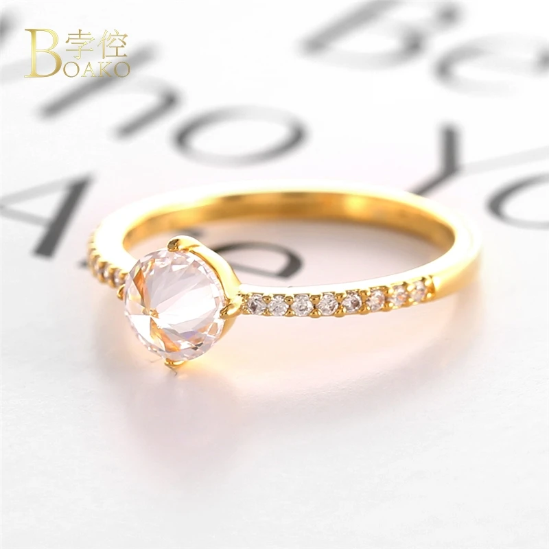 BOAKO Gold Color Four Claw Ring High Quality 5A CZ Crystal Forever Love Wedding Ring Jewelry For Women anillo mujer Xmas Gift B3
BOAKO Gold Color Four Claw Ring High Quality 5A CZ Crystal Forever Love Wedding Ring Jewelry For Women anillo mujer Xmas Gift B3