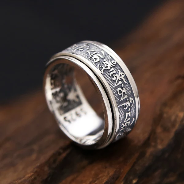 Solid Silver 925 Rotating Spinner Rings Men Gothic Tibetan Letters Buddhism Scripture Band 925 Sterling Silver Cool Mens Jewelry
Solid Silver 925 Rotating Spinner Rings Men Gothic Tibetan Letters Buddhism Scripture Band 925 Sterling Silver Cool Mens Jewelry