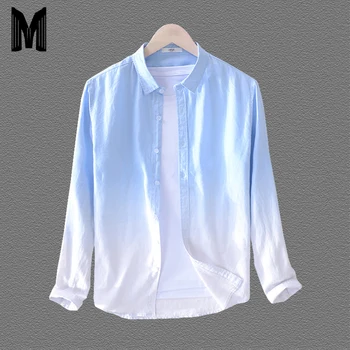 Men's 100%Linen Loose Shirt Summer Trend Dye Gradient Change Long Sleeved Shirt Y1666
Men's 100%Linen Loose Shirt Summer Trend Dye Gradient Change Long Sleeved Shirt Y1666