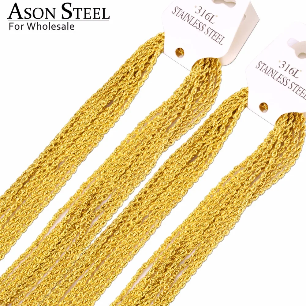 ASONSTEEL 2mm Width Stainless Steel Rope Chain Necklace Gold Chains Wholesale DIY For Pendant, Anti-allergy
ASONSTEEL 2mm Width Stainless Steel Rope Chain Necklace Gold Chains Wholesale DIY For Pendant, Anti-allergy