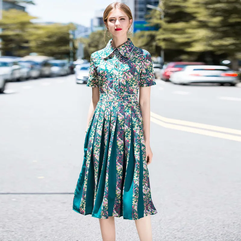 2019 Spring Summer Runway Dress for Women Short Sleeve Turn Down Collar Floral Printed Pleated Midi Dresses Jc3194
2019 Spring Summer Runway Dress for Women Short Sleeve Turn Down Collar Floral Printed Pleated Midi Dresses Jc3194