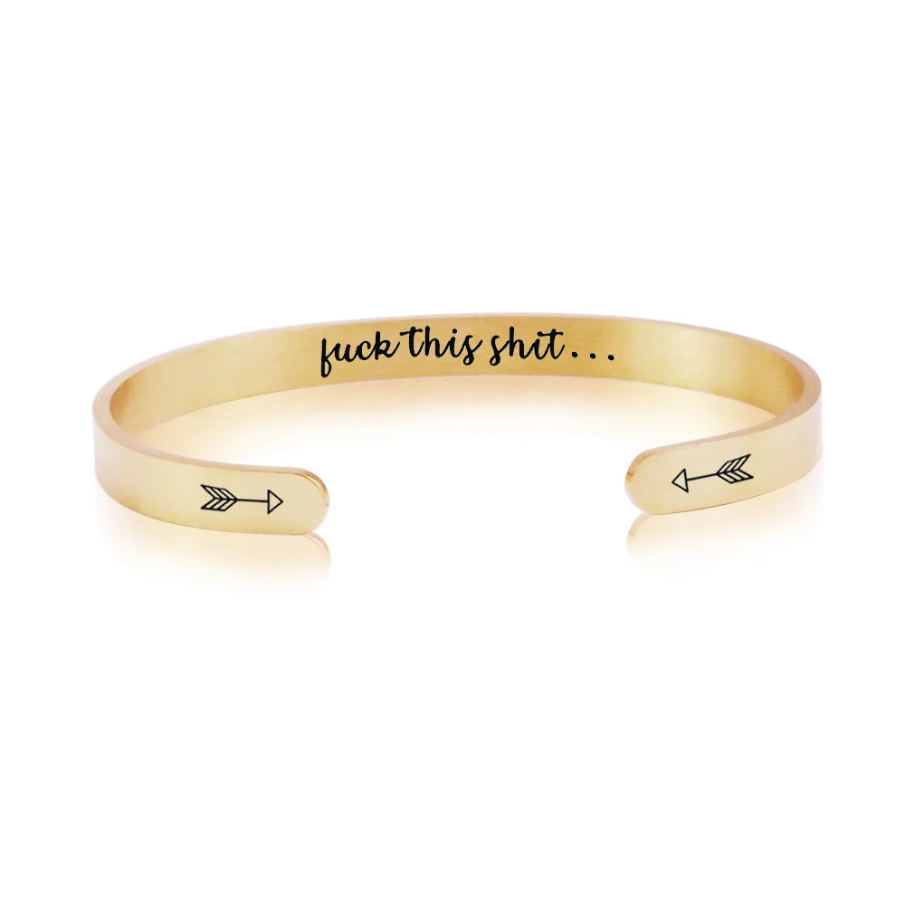 European and American Black Humor Mantra Bangle Stainless Steel Bracelet for Charms Engraved Open Cuff Bracelets Bangles
European and American Black Humor Mantra Bangle Stainless Steel Bracelet for Charms Engraved Open Cuff Bracelets Bangles
