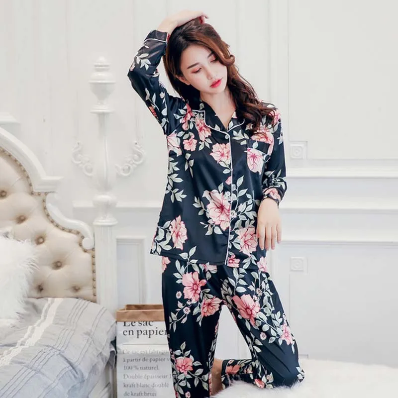KISBINI 3XL Women Silk Stain Flower Printed Pajamas Sets Long Sleeves Shirt Blouse+Pants 2PCS Smooth Womens Pyjamas Homewear
KISBINI 3XL Women Silk Stain Flower Printed Pajamas Sets Long Sleeves Shirt Blouse+Pants 2PCS Smooth Womens Pyjamas Homewear
