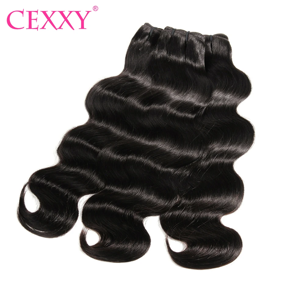 

CEXXY Raw Indian Virgin Hair Body Wave Human Hair Weave Bundles Extension Natural Color 3PCS Free Shipping