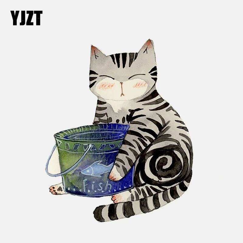 Фото YJZT 10 3 см * 12 7 Высокое качество котенок держит ведро ПВХ стикер автомобиля 11-01164 |