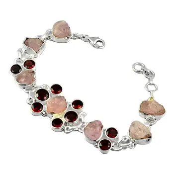 NiaoZaiFei YunZaiKan Genuine Garnet + Rose Quartz rough Bracelet 925 Sterling Silver, 19 cm, MHBBR0018
NiaoZaiFei YunZaiKan Genuine Garnet + Rose Quartz rough Bracelet 925 Sterling Silver, 19 cm, MHBBR0018