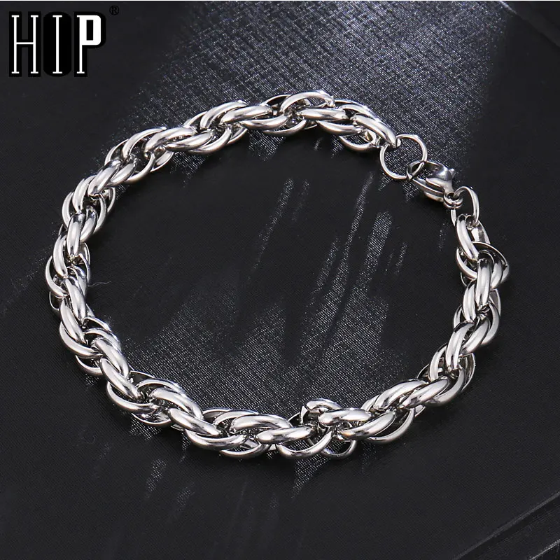 HIP Hop Width 7MM Stainless Steel Silver Rope Chain Bracelet 316L Stainless Steel Twisted Bracelets For Men Jewelry Dropshipping
HIP Hop Width 7MM Stainless Steel Silver Rope Chain Bracelet 316L Stainless Steel Twisted Bracelets For Men Jewelry Dropshipping