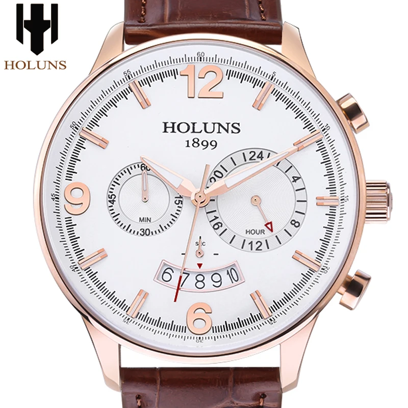 Men's Quartz Watch w/ Leather Band Waterproof