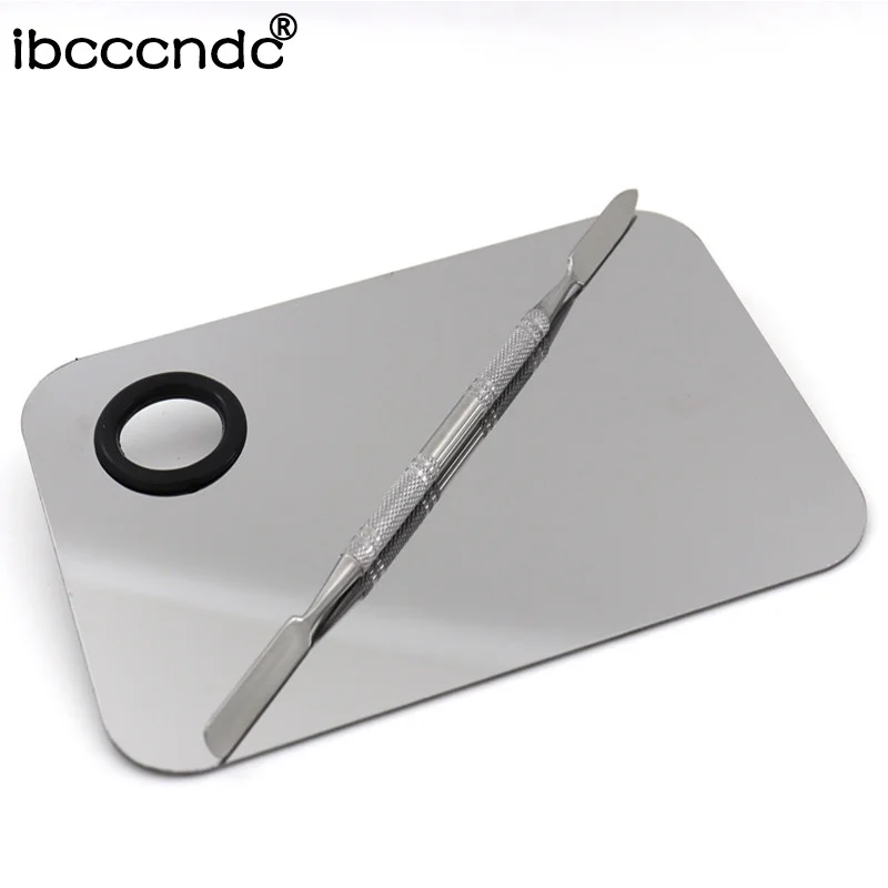 1 piece 15x10cm Manicure Tool Mixing Color Palette with a brush Stainless Stell Plate for Makeup Cream Foundation Cosmetic
1 piece 15x10cm Manicure Tool Mixing Color Palette with a brush Stainless Stell Plate for Makeup Cream Foundation Cosmetic