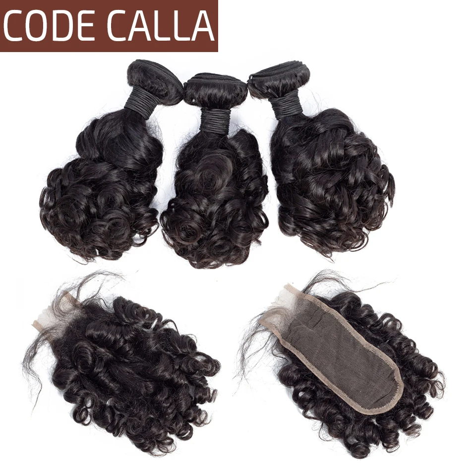 Code Calla Bouncy Curly Indian Remy Salon Hair Bundles Weave Extensions Human Hair Bundles With 2X6 KIM K Lace Closure For Women 
Code Calla Bouncy Curly Indian Remy Salon Hair Bundles Weave Extensions Human Hair Bundles With 2X6 KIM K Lace Closure For Women