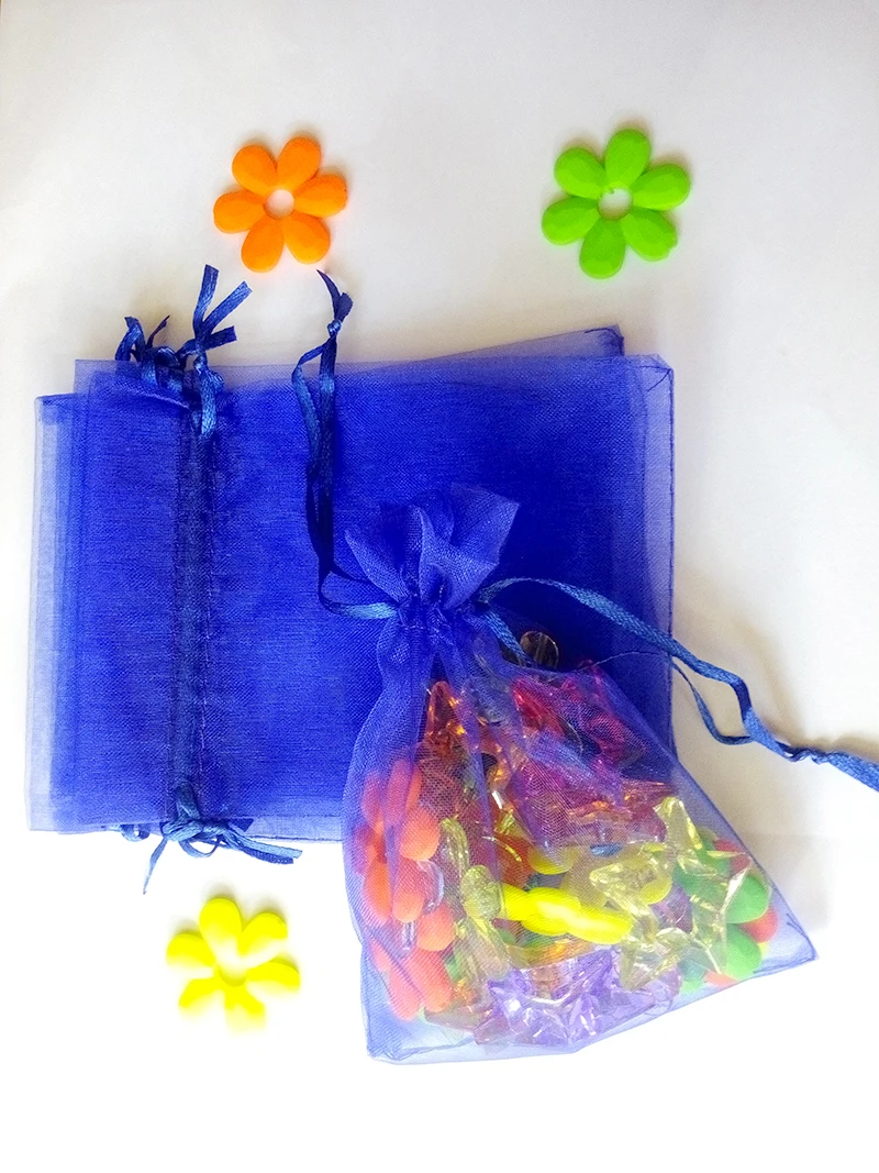 

50pcs 17*23cm Royal Blue Organza Gift Bag Jewelry Packaging Display Bags Drawstring Pouch For Bracelets/necklace Mini Yarn Bag