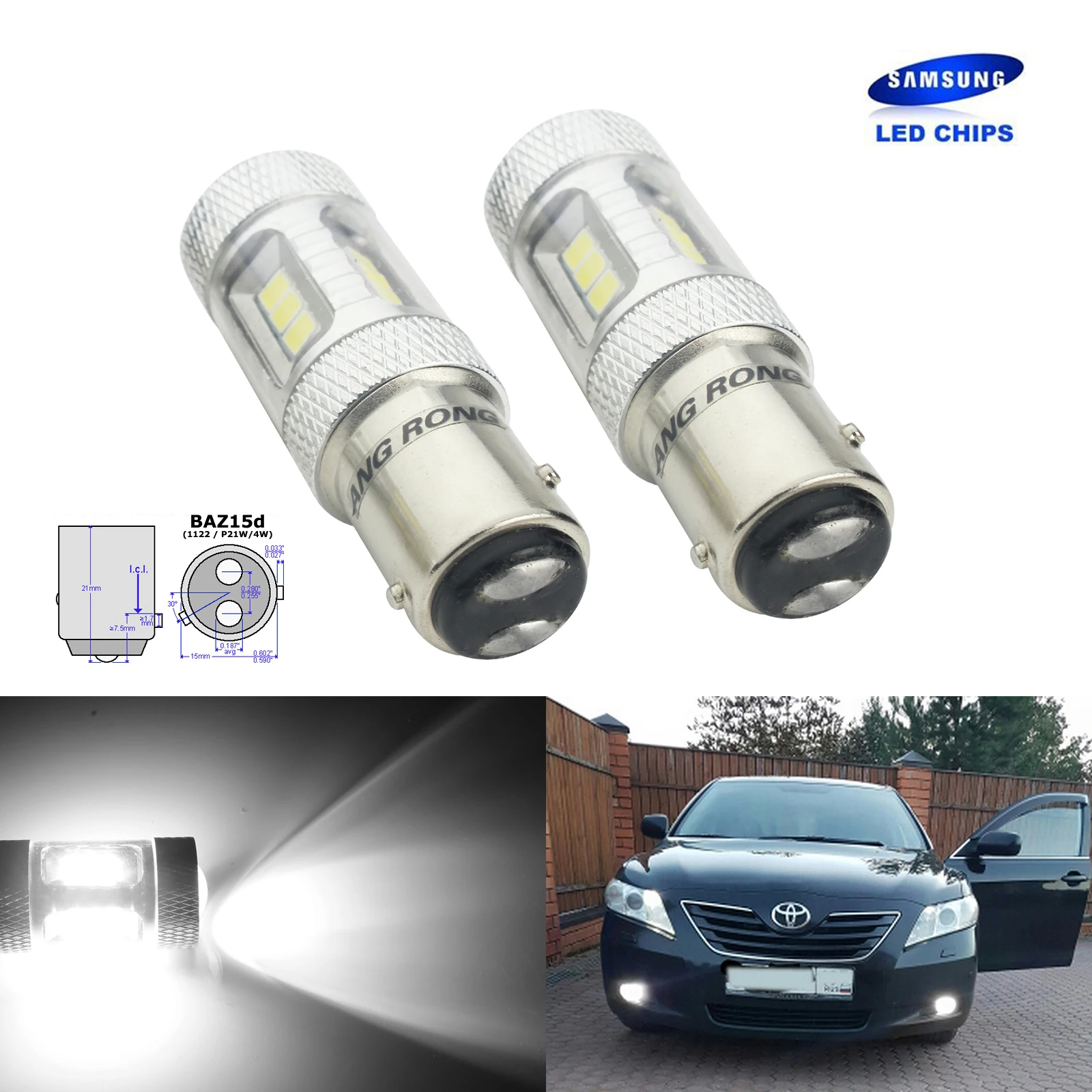 ANGRONG 2pcs BAZ15d P21/4W SAMSUNG 15 SMD LED Side Signal Tail Brake Stop Light Bulbs
ANGRONG 2pcs BAZ15d P21/4W SAMSUNG 15 SMD LED Side Signal Tail Brake Stop Light Bulbs
