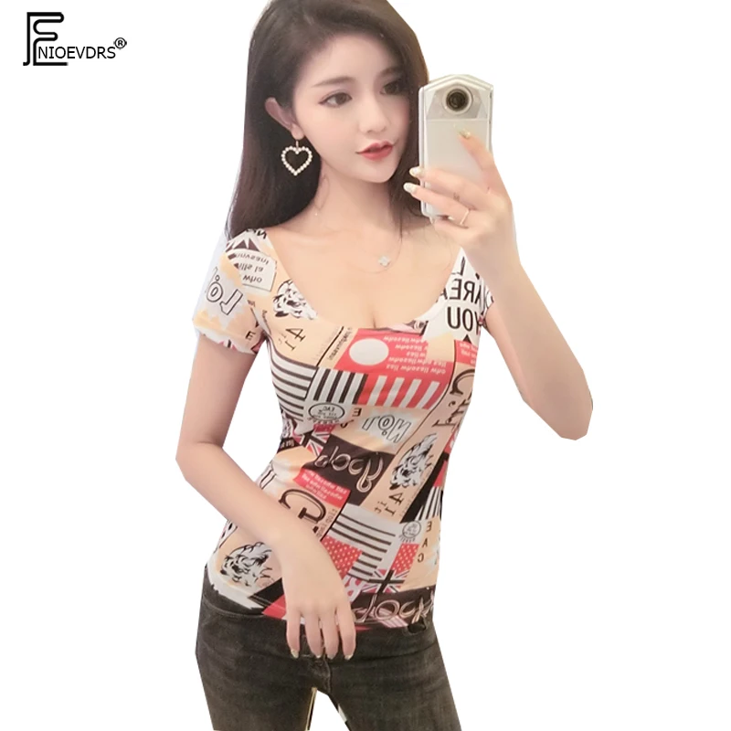 Thin Slim T-Shirts Women Summer Short Sleeve Printed Tops Bodysuit Basic Wear Sexy Club Night Wear Low Cut T Shirt 6622
Thin Slim T-Shirts Women Summer Short Sleeve Printed Tops Bodysuit Basic Wear Sexy Club Night Wear Low Cut T Shirt 6622