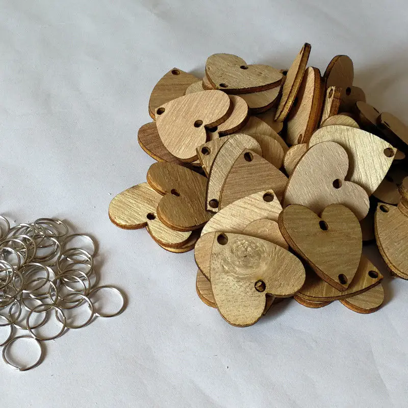 50 шт Необработанные деревянные диски монеты круги с отверстиями-сделай сам семья