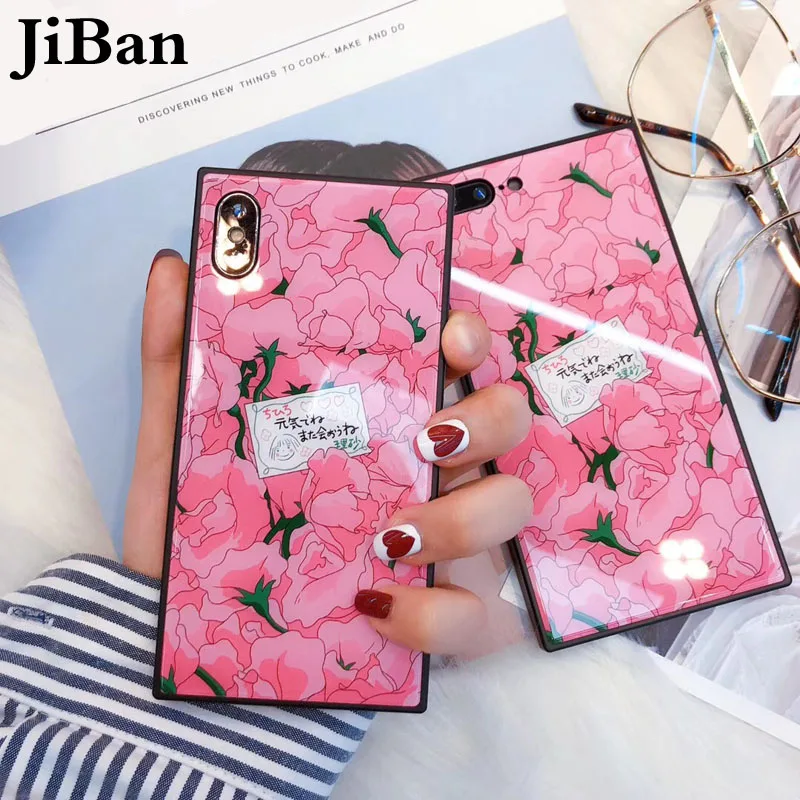 JiBan Luxury Brands Square Lozenge Style Tempered Glass Phone Case Fashion Floral Cherry blossoms Shell For Iphone X 6s 7 8 Plus
JiBan Luxury Brands Square Lozenge Style Tempered Glass Phone Case Fashion Floral Cherry blossoms Shell For Iphone X 6s 7 8 Plus