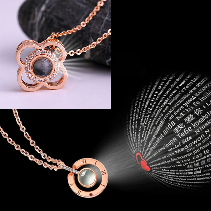 Rose Gold&Silver 100 languages I love you Projection Pendant Necklace Romantic Love Memory Wedding Necklace 294
Rose Gold&Silver 100 languages I love you Projection Pendant Necklace Romantic Love Memory Wedding Necklace 294