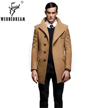 Người đàn ông Len Trenchcoat 2018 Mùa Đông Ấm Áp Len Dài Áo Nam Slim Fit Solid Áo Len Áo Khoác Ngoài Châu Âu Thời Trang Thương Hiệu Man áo(China)