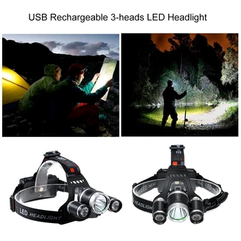 USB 3 heads LED Headlamp Portable Torch Lamp Built-in USB Rechargable 18650 Battery Lanterm Outdoor Camping Hiking Night Light
USB 3 heads LED Headlamp Portable Torch Lamp Built-in USB Rechargable 18650 Battery Lanterm Outdoor Camping Hiking Night Light