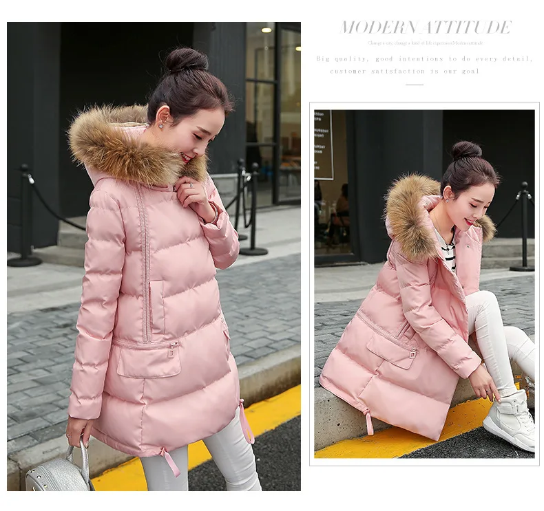 Woman Jacket Winter Parka Pink Coats Padded Long Winter Coat Women Hooded Long Jackets 2018 Korean Ladies Clothing LZ985 (10)