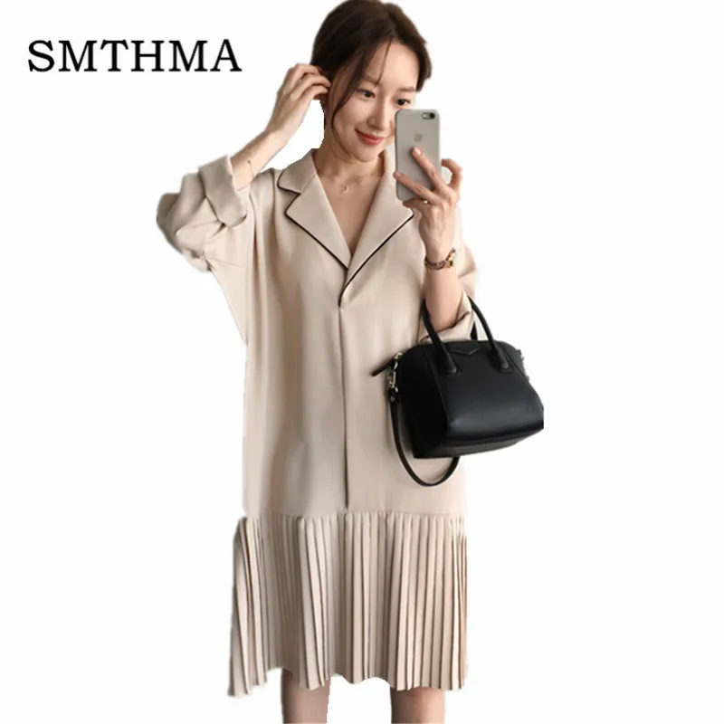 SMTHMA 2019 Spring Dress Women Pleated Loose Long Dresses Female Clothes Fashion Vestidos Casual Patchwork Dress
SMTHMA 2019 Spring Dress Women Pleated Loose Long Dresses Female Clothes Fashion Vestidos Casual Patchwork Dress