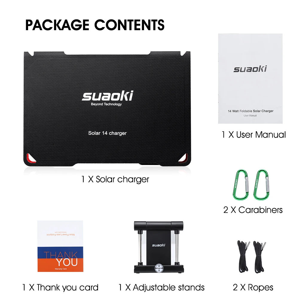Suaoki 14W Foldable Portable Solar Panel ETFE Solar Cells With Dual Port Waterproof Mobile Power Bank For Phone Tablet
Suaoki 14W Foldable Portable Solar Panel ETFE Solar Cells With Dual Port Waterproof Mobile Power Bank For Phone Tablet