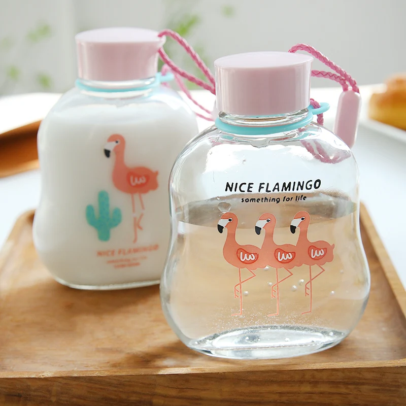 Creative Cartoon Flamingo Glass Water Bottles Lovely transparent Tea Milk Coffee Drink Bottle Portable Travel Drink Cup
Creative Cartoon Flamingo Glass Water Bottles Lovely transparent Tea Milk Coffee Drink Bottle Portable Travel Drink Cup