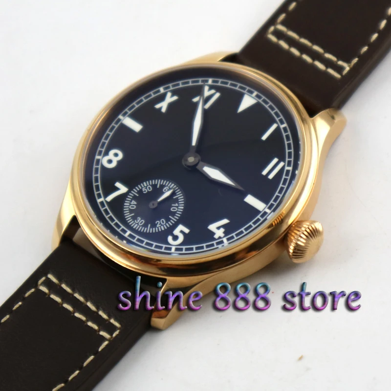 Parnis 44mm black dial luminous Golden case deployant clasp 6498 hand winding movement Men's watch
Parnis 44mm black dial luminous Golden case deployant clasp 6498 hand winding movement Men's watch