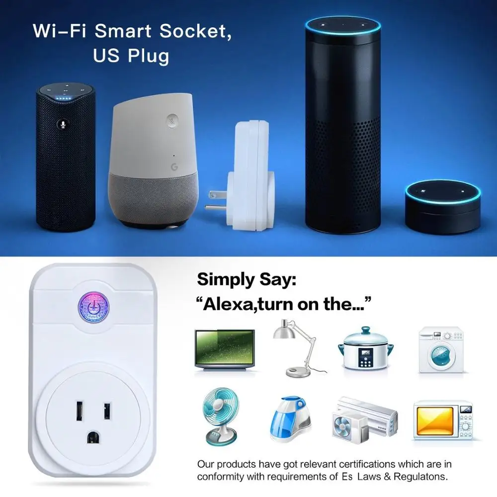 WiFi Smart US American Plug Switch Outlet Socket Work w/ Alexa Google Home Remote Control
WiFi Smart US American Plug Switch Outlet Socket Work w/ Alexa Google Home Remote Control