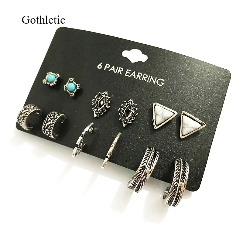Gothletic 6prs/Set Antique Silver Color Textured & Etched Multi Pack Stud Earrings Set Vintage Boho Jewelry
Gothletic 6prs/Set Antique Silver Color Textured & Etched Multi Pack Stud Earrings Set Vintage Boho Jewelry