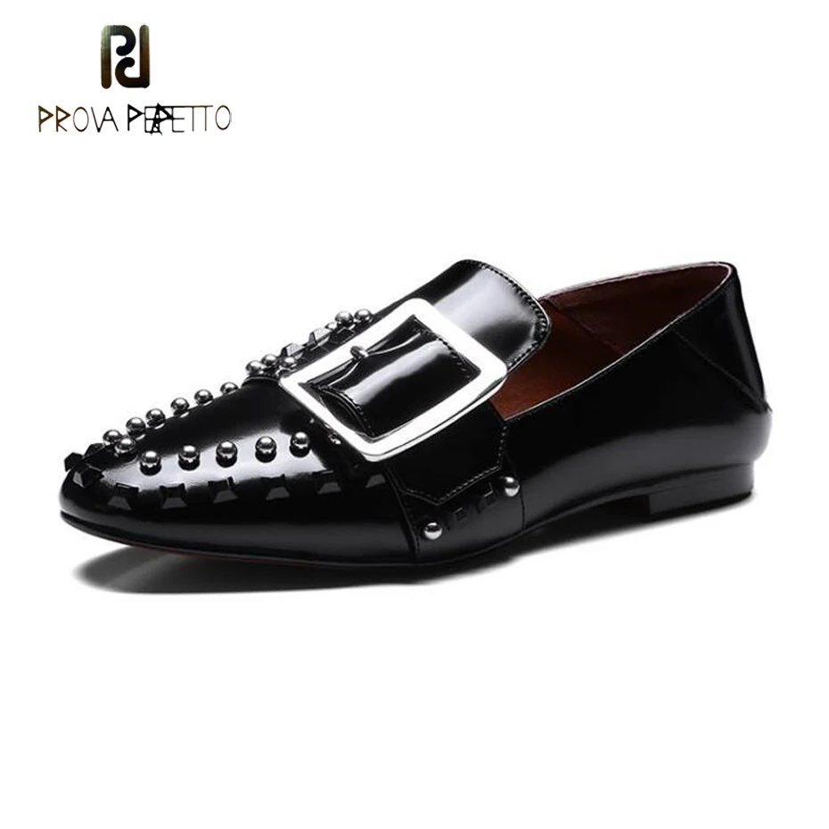 Prova Perfetto Patent Leather Rivet Spring New Flat Casual Shoes Women Square Buckle Decoration Slip On Cozy Women Two Wear Shoe
Prova Perfetto Patent Leather Rivet Spring New Flat Casual Shoes Women Square Buckle Decoration Slip On Cozy Women Two Wear Shoe