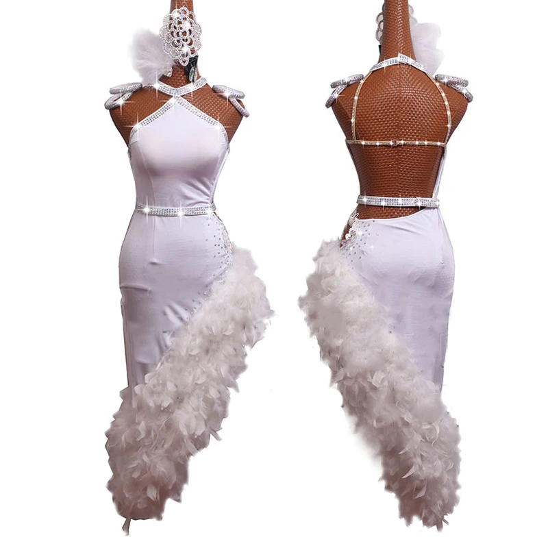 2019 Latin Dance Dress Women White Dance Dress Feather Skirt Tango Dress Flamengo Stage Perform Competition Latin Dress BL1998
2019 Latin Dance Dress Women White Dance Dress Feather Skirt Tango Dress Flamengo Stage Perform Competition Latin Dress BL1998