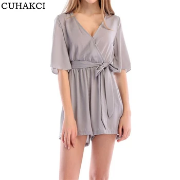 CUHAKCI Summer Jumpsuit Women Rompers Loose Sexy Bodysuit V-neck Chiffon Playsuit Short Sleeve Playsuit belt Ladies Jumpsuits
CUHAKCI Summer Jumpsuit Women Rompers Loose Sexy Bodysuit V-neck Chiffon Playsuit Short Sleeve Playsuit belt Ladies Jumpsuits