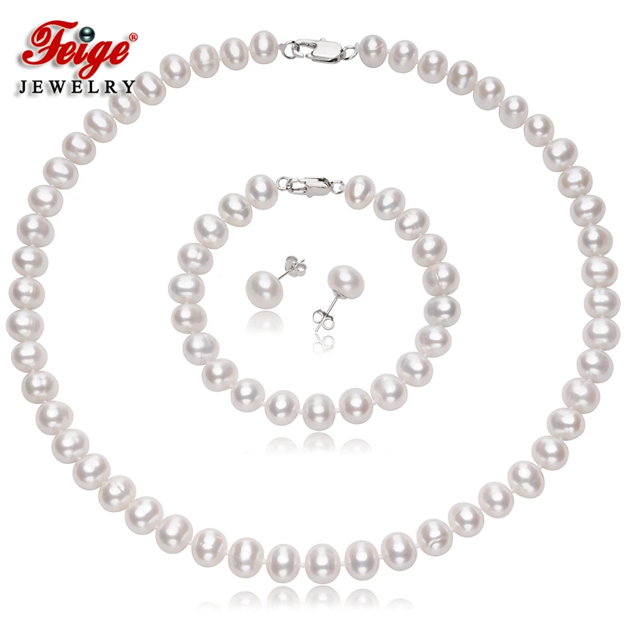 925 Sterling Silver Pearls Fine jewelry Sets Natural White Round Freshwater 8-9mm Pearl for Women Earrings Necklace Bracelets
925 Sterling Silver Pearls Fine jewelry Sets Natural White Round Freshwater 8-9mm Pearl for Women Earrings Necklace Bracelets