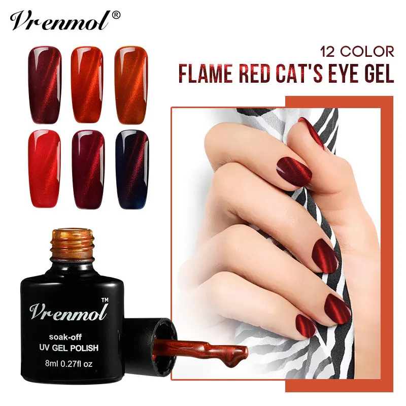 Vrenmol 3D Semic Permanent Fire Red Flame Cat Eye Gel Nail Polish Soak Off UV Nail Art Vernis Need Base Top Coat Primer
Vrenmol 3D Semic Permanent Fire Red Flame Cat Eye Gel Nail Polish Soak Off UV Nail Art Vernis Need Base Top Coat Primer