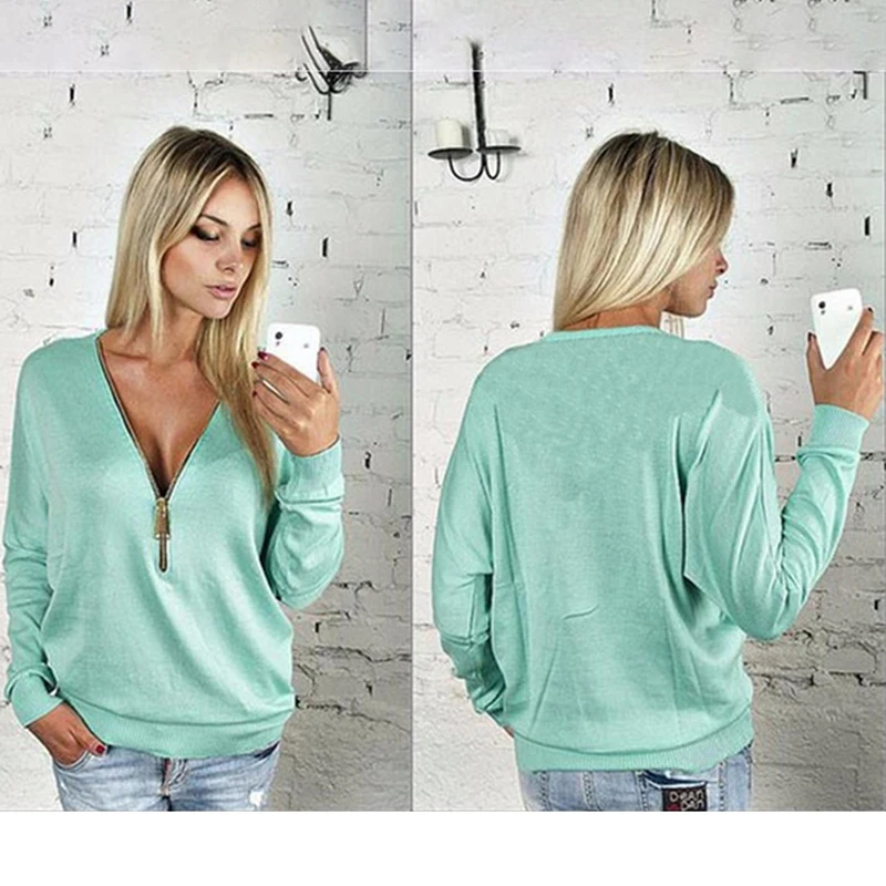 New Fashion Women Long Sleeve T-Shirt Sexy Deep V Neck Tee Shirt With Zipper Batwing Sleeve Women Clothes Plus Size
New Fashion Women Long Sleeve T-Shirt Sexy Deep V Neck Tee Shirt With Zipper Batwing Sleeve Women Clothes Plus Size