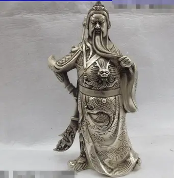 10" China Folk White Copper Silver Dragon Guan gong Guanyu Warrior Buddha Statue
10" China Folk White Copper Silver Dragon Guan gong Guanyu Warrior Buddha Statue