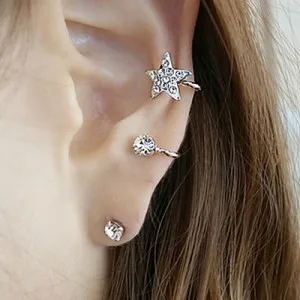 Image ER225  2015 Korean fashion sweet unique ear clip Stud Earrings stars. Piece fitted