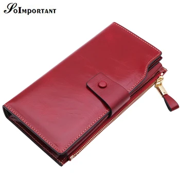 Genuine Oil Wax Leather Women Wallets Female Long Clutch Lady Walet Portomonee Magic Zipper Coin Purse Luxury Brand Money Bags
Genuine Oil Wax Leather Women Wallets Female Long Clutch Lady Walet Portomonee Magic Zipper Coin Purse Luxury Brand Money Bags