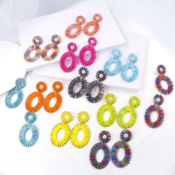 AENSOA Fancy Color Handmade Oval Geometric Hollow Drop Earrings Bohemian Colorful Raffia Statement Dangle Earring BA Jewelry INS
AENSOA Fancy Color Handmade Oval Geometric Hollow Drop Earrings Bohemian Colorful Raffia Statement Dangle Earring BA Jewelry INS