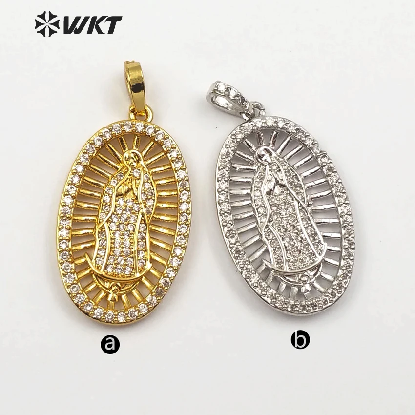 WT-MP114 WKT New ladies part openwork religious style Virgin Mary pattern cubic zirconia oval gold and silver two-color pendant
WT-MP114 WKT New ladies part openwork religious style Virgin Mary pattern cubic zirconia oval gold and silver two-color pendant