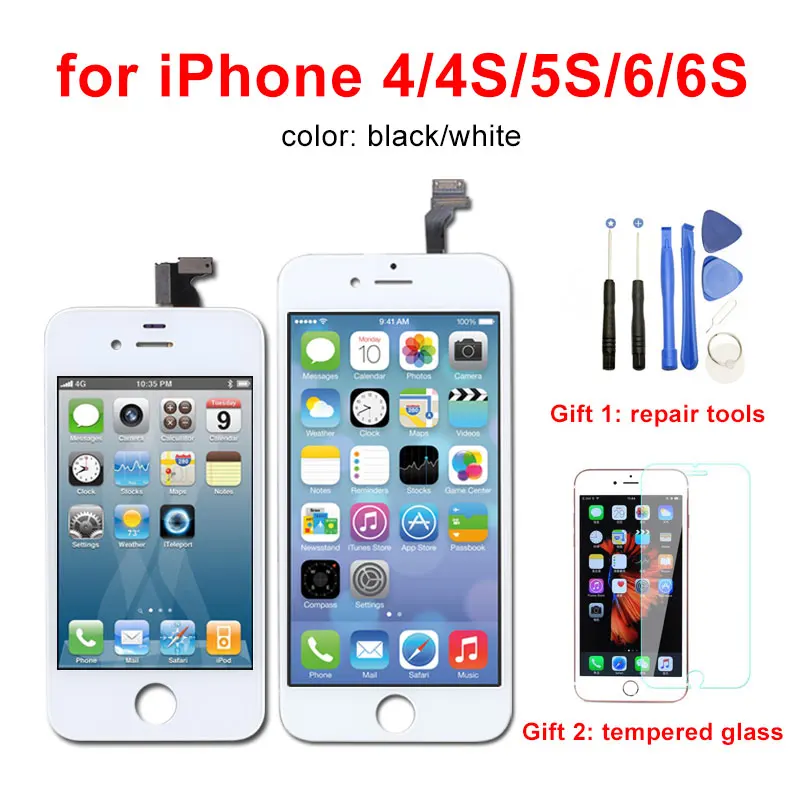 AAA Quality LCD Display for iPhone 6 6s 5s Screen Digitizer Assembly No Dead Pixel Pantalla for iPhone 4 4S LCD
AAA Quality LCD Display for iPhone 6 6s 5s Screen Digitizer Assembly No Dead Pixel Pantalla for iPhone 4 4S LCD
