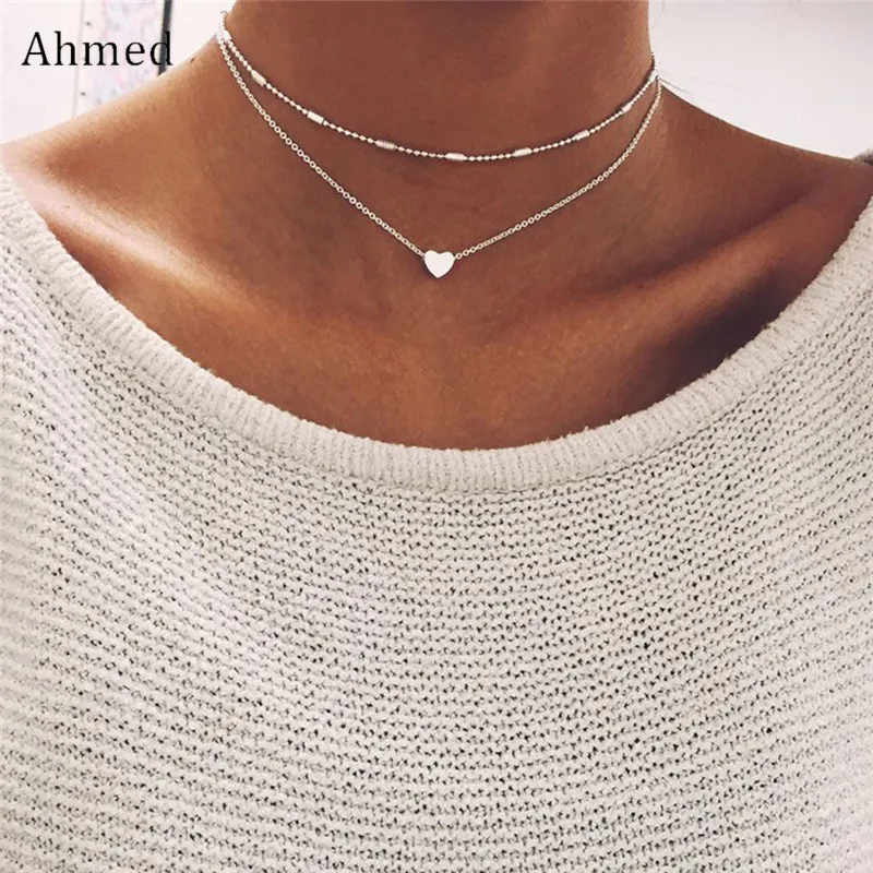 Ahmed Vintage Copper Love Heart Pendant Double Layer Clavicle Choker Necklace Fashion Collar Bijoux For Women Jewelry
Ahmed Vintage Copper Love Heart Pendant Double Layer Clavicle Choker Necklace Fashion Collar Bijoux For Women Jewelry