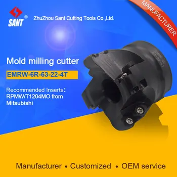 SANT Indexable Milling cutter mold milling tools EMRW-6R-63-22-4T match with cnc carbide inserts RPMW1204MO RPMT1204MO
SANT Indexable Milling cutter mold milling tools EMRW-6R-63-22-4T match with cnc carbide inserts RPMW1204MO RPMT1204MO