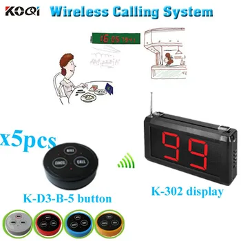 Wireless Restaurant Digital Call System with K-302 monitor K- D-3 transmitter button (1 display+5 table bell button)
Wireless Restaurant Digital Call System with K-302 monitor K- D-3 transmitter button (1 display+5 table bell button)