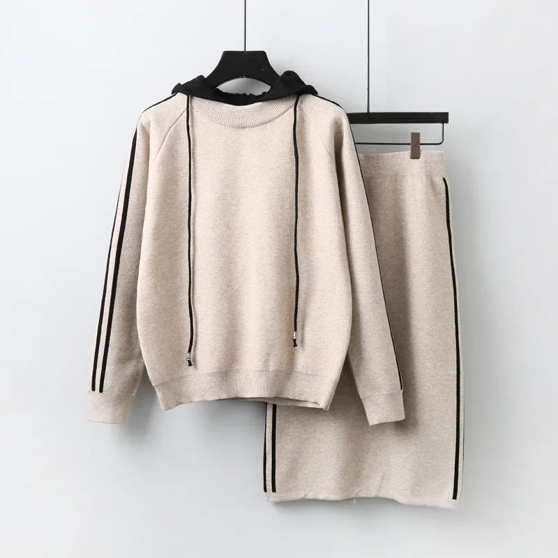 2018 Autumn Womens Knit Sets Fashion Hooded Pullover Sweater +knit Skirt Girls Lady Casual Knitting Skirts Suit Two Piece Suit
2018 Autumn Womens Knit Sets Fashion Hooded Pullover Sweater +knit Skirt Girls Lady Casual Knitting Skirts Suit Two Piece Suit