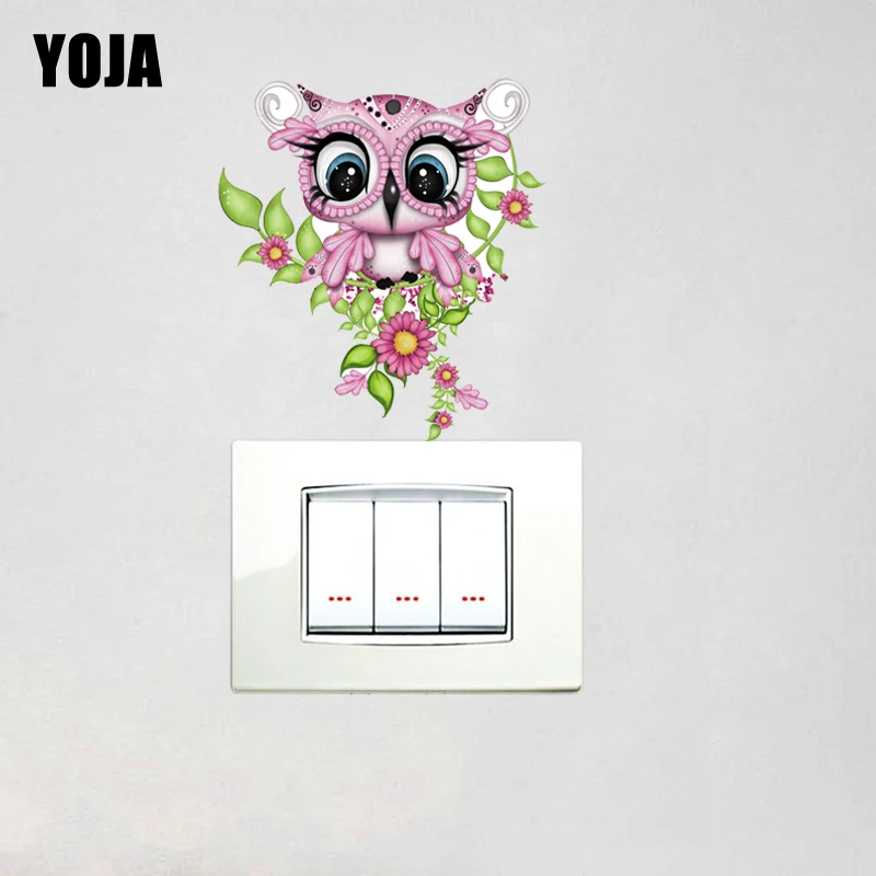 YOJA Coolest Mysterious Flowers Owl Decor Switch Sticker Wall Room Bedroom Colored Decals 10SS0020 | Дом и сад